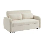 Canap convertible arrondi 2 places bouclette lino