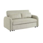Canap convertible arrondi 2 places velours ctel gris clair l 168 x p 90 x h 88cm - lino