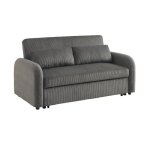 Canap convertible arrondi 2 places velours ctel gris fonc l 168 x p 90 x h 88cm - lino