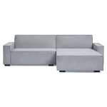 Canap� convertible cic - clac avec angle r�versible pikado tissu effet lin gris clair