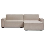 Canap convertible cic - clac avec angle rversible pikado tissu effet lin taupe clair