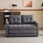 Canap convertible avec dossier rembourr - 2 places - canap - lit rembourr gris