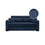 Canapé convertible express 3 places esio couchage quotidien 160x190cm en velours côtelé - bleu foncé Canapé convertible express 3 places esio couchage quotidien 160x190cm en velours côtelé - bleu foncé