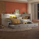 Canap convertible - canap lit - 140 * 200cm - avec clairage led - prise et port usb - sans matelas ...