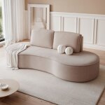 Canape convertible sofia - 2 places - canap� arrondi tissus amovibles - velours �l�gant brillant - marron ...