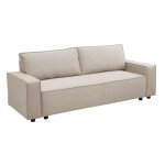 Canap� convertible en tissu 3 places beige l 220 cm - oviala