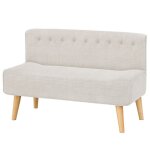 Canap convertible - scandinave - 2 places - tissu lin - beige - 117x56x78 cm