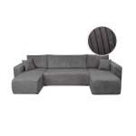 Canap� dangle alya panoramique convertible 6 places en velours cotel� - gris