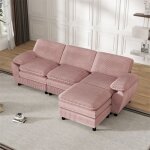 Canape dangle convertible avec coussins canap 3 places avec pouf dmodable canape velours cotele canap ...