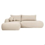 Canap� dangle convertible fabio 5 places en tissu bouclette - angle gauche - blanc cass�