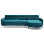 Canap� dangle convertible avec m�ridienne arrondie milord velours bleu canard