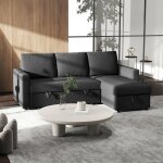 Canap� dangle convertible modulable avec m�ridienne r�versible coffre de rangement et 3 coussins de dossier ...