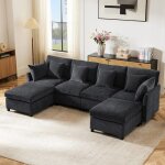Canap� dangle convertible r�versible 4 / 5 places - chenille gris - repose - pieds amovible - en type ...