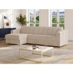 Canap� dangle r�versible convertible express en tissu textur� beige - couchage 140 cm - matelas 14 cm ...