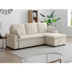 Canap� dangle convertible et r�versible en tissu blanc cass� zakila