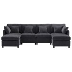 Canap� dangle droit 4 / 5 places - canap� en l avec repose - pieds amovible - 278 x 161 x 81 cm - tissu ...
