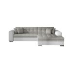 Canap dangle droit 4 places nila convertible en simili et tissu - blanc / gris clair