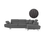 Canap� dangle droit convertible rio 5 places avec coffre de rangement en velours c�tel� gris fonc�