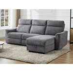 Canap dangle droit relax lectrique avec rangements en tissu gris chin morozel
