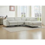 Canap dangle droit relax lectrique en tissu beige makoro
