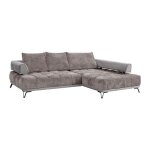 Canapé dangle droit en tissu chenille et velours gris nivoria Canapé dangle droit en tissu chenille et velours gris nivoria