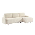 Canap� dangle droite 3 places tissu blanc cass� l 260 x p 88 / 139cm / x h 87cm - dany