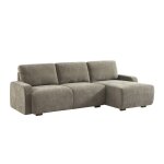 Canap� dangle droite 3 places tissu vert de gris l 260 x p 88 / 139cm / x h 87cm - dany