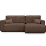 Canap� dangle � droite convertible 3 places en velours c�tel� marron - asti