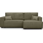 Canap� dangle � droite convertible 3 places en velours c�tel� vert kaki - asti