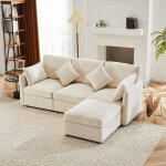 Canap� dangle en forme de l avec chaise longue et coussins canap� 3 places pieds en plastique tissu en ...