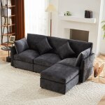 Canap� dangle en forme de l avec chaise longue et coussins canap� 3 places pieds en plastique tissu en ...