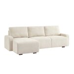 Canap� dangle gauche 3 places tissu blanc cass� l 260 x p 88 / 139cm / x h 87cm - dany