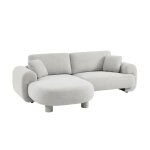 Canap� dangle gauche 3 places tissu gris clair. pieds ronds l 231 x p 160 / 88 cm - zenio