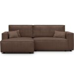 Canap� dangle � gauche convertible 3 places en velours c�tel� marron - asti