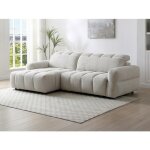 Canap� dangle gauche relax avec assise coulissante �lectrique en tissu beige cariala