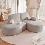 Canap� dangle gauche sofia - 3 places - canap� arrondi tissus amovibles - velours �l�gant brillant - ...