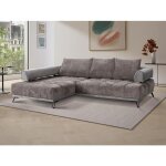 Canapé dangle gauche en tissu chenille et velours gris nivoria Canapé dangle gauche en tissu chenille et velours gris nivoria