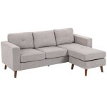 Canap dangle - homcom - 3 places - mridienne rversible - cadre en acier - tissu en velours ctel ...
