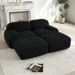 Canap� dangle - langtu - modulable 2 places combinable avec m�ridienne - velours c�tel� respirant - noir ...