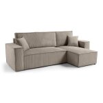 Canap dangle lisa convertible rversible coffre velours ctel coloris grge taupe
