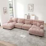 Canap� dangle modulable - langtu - ensemble en u 4 places - chenille vintage - effet nuage - pouf amovible ...