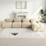 Canap� dangle modulable - langtu - canap� 4 places - velours c�tel� beige - accoudoirs extra - larges ...