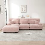 Canap� dangle modulaire - langtu - canap� 3 places en forme de nuage - chenille rose - poufs amovibles ...