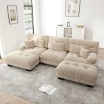 Canap� dangle modulaire - langtu - canap� nuage modulable en u - chenille marron clair - 3 places configurable ...