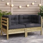 Canapé d angle de jardin avec coussins bois de pin imprégné Canapé d angle de jardin avec coussins bois de pin imprégné