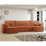 Canap� dangle panoramique paris u - 7 places - canape convertible avec coffre - tissu velours cotel� ...