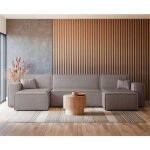 Canap� dangle u convertible - scarlo - en boucle marron clair