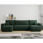 Canap� dangle u convertible - scarlo - en velours c�tel� vert fonc�