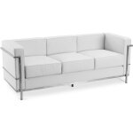 Canap design squar 3 places - cuir premium blanc