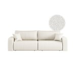 Canap� droit 3 places alya convertible en tissu bouclette - blanc